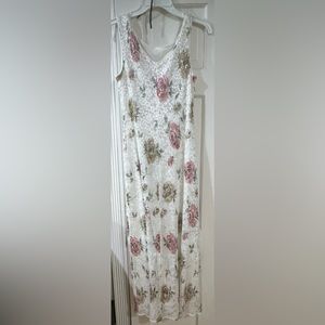 Connected Apparel~ Womens Spring/Summer White Flower Dress ~ Sz 10